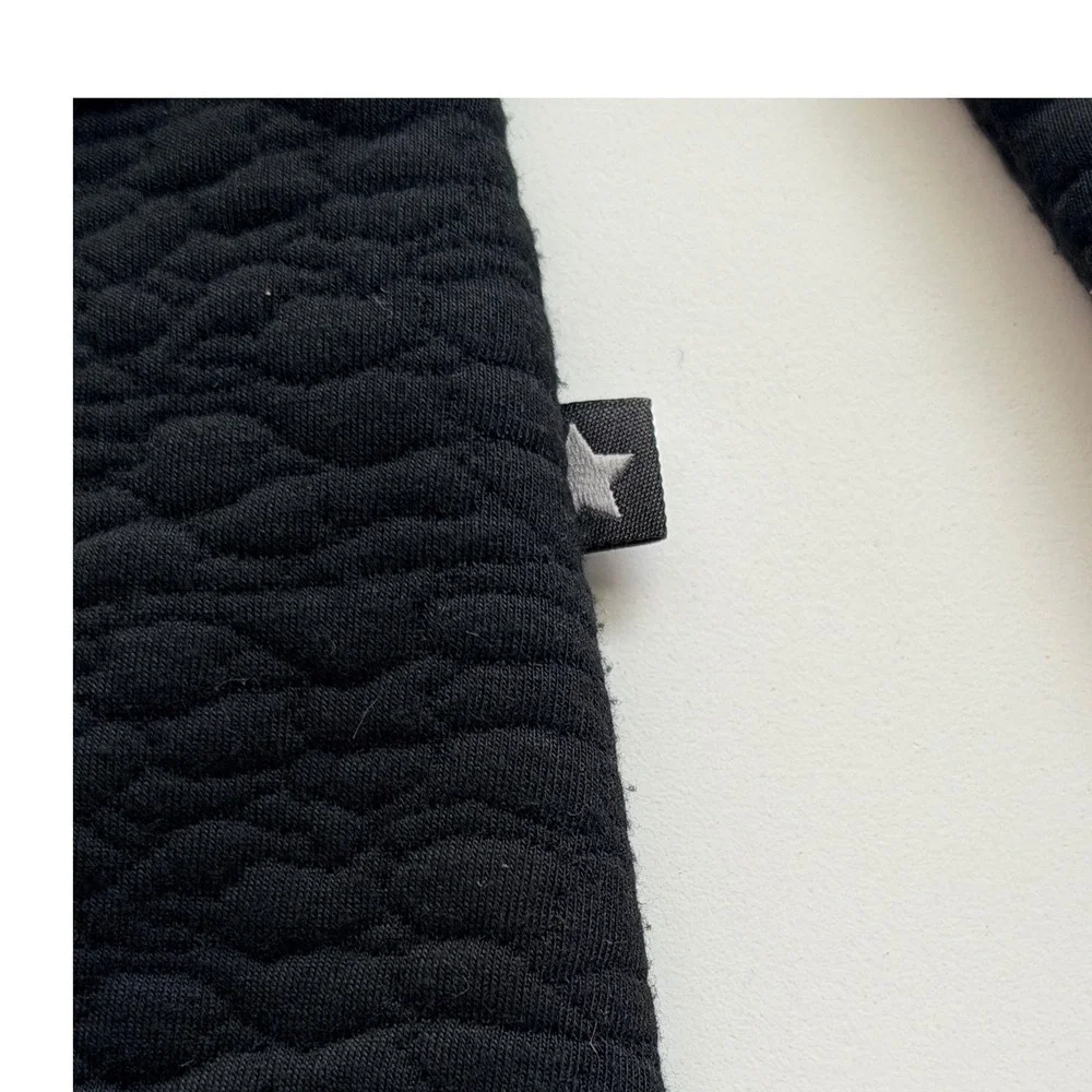 Molo Marci Quilted Peplum Jacket Sz Sm/128 Black Textured Zip Up Cardigan Moto